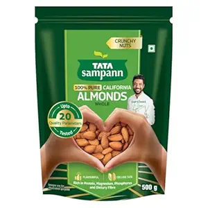 Tata Sampann Pure California Almonds/Badam Whole, 500g, Real Nuts, High in Fiber, Badam Giri, Rich in Protein, Magnesium, Phosphorus and Dietary Fibre, Nuts & Dry Fruits