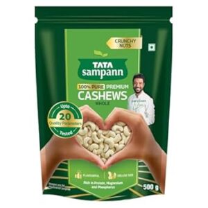 Tata Sampann Pure Cashews Whole/Kaju, 500g, Nutritious & Delicious, Premium Kaju nuts, Rich in Protein, Magnesium & Phosphorus, Deluxe Size & Crunchy Nuts