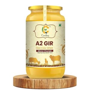 Curdley Desi Gir Cow Ghee | A2 Desi Cow Ghee | Vedic Bilona Method | Curd Churned Ghee 500 ml Glass Bottle With Spoon