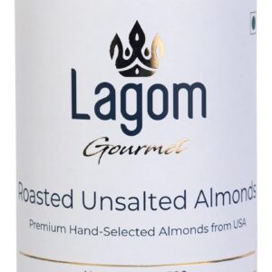 Lagom Gourmet Roasted Unsalted Almonds 500g | No Salt | No Oil Used | Dry Roasted To Perfection | No Preservatives | No Artificial Flavors | Gluten Free | Vegan | Non GMO | Nuts Dry Fruits | Badam
