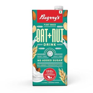Bagrrys Plant Based Oat + Nut Drink 1l, Creamy Classic, Unsweetened| Plant Based | Lactose Free | Dairy Free | No Added Sugar | Plant based milk|No Preservatives