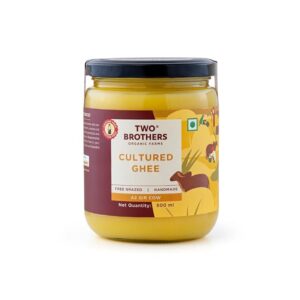 Two Brothers Organic Farms A2 Ghee (500 ml) |Free-grazed, Grass-fed Desi Gir Cows | Traditional Bilona Method | Pure, Natural and Healthy Ghee | Farm-Made A2 Cow Ghee with Probiotics for Gut Health