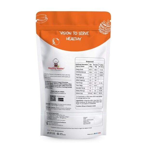 Healthy Master Baked Bhakarwadi 250g | Healthy Namkeen Snack with Authentic Gujarati Taste | Crispy & Wholesome Baked Snacks | Bhakarwadi for Anytime Munching | No Palm Oil, Preservatives or MSG | High-Fiber & Diet-Friendly - Image 2