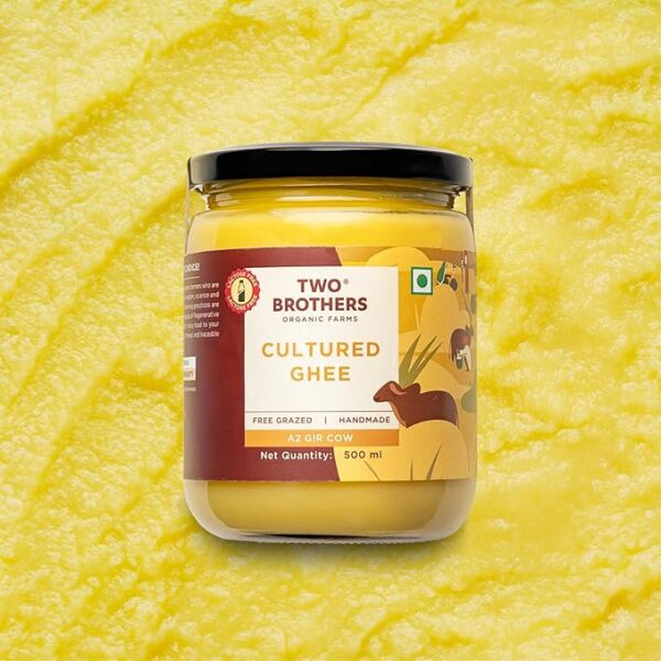 Two Brothers Organic Farms A2 Ghee (500 ml) |Free-grazed, Grass-fed Desi Gir Cows | Traditional Bilona Method | Pure, Natural and Healthy Ghee | Farm-Made A2 Cow Ghee with Probiotics for Gut Health - Image 3