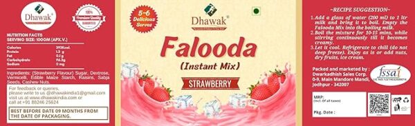 DHAWAK Falooda Mix Strawberry Flavour | Instant Falooda Mix | Falooda Icecream | Falooda | Jar Pack|Pure Veg |Drinks for Summers| Falooda Strawberry Flavour - Image 3