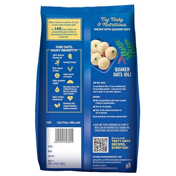 Quaker Oats 2kg | Rolled Oats | 100% Natural Wholegrain | Nutritious Breakfast Cereals | Porridge | Easy to Cook - Image 2