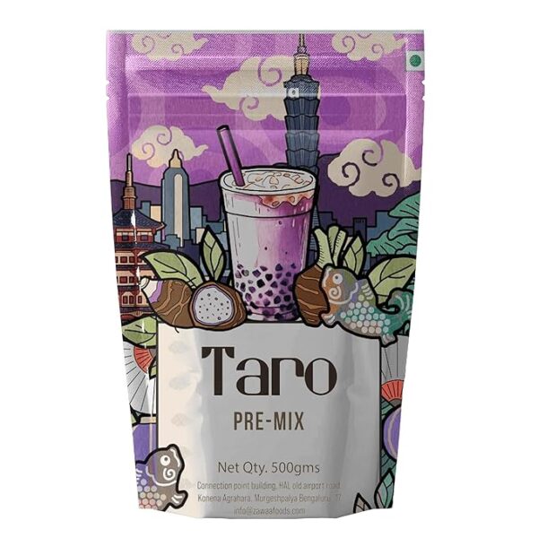 ZAWAA Foods Taro Powder 250g | Gluten Free | Bubble Tea Popping bursting Boba Pearls | Vegan | Perfect for Ice-cream, Bubble boba tea, smoothies, falooda, puddings, cakes, Froyo, Milkshake, Coffee- Hot & Cold Milk