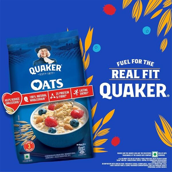 Quaker Oats 2kg | Rolled Oats | 100% Natural Wholegrain | Nutritious Breakfast Cereals | Porridge | Easy to Cook - Image 3