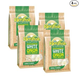 Jain Farm Fresh Dehydrated White Onion -Large Flakes 200g (Pack of 4) 200 g = 1.2 kg of Fresh Raw Onion No Added Preservatives | No Added Color |100% Natural (White Onion)