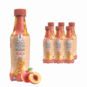 URBAN MONK Peach Mojito Pack of 6 (250ml Each) | Ready to Drink | No Artificial Sweetener & Flavours | Real Lemon Juice | Vitamin C | Carbonated & Non-alcoholic Drink for Any Occasion